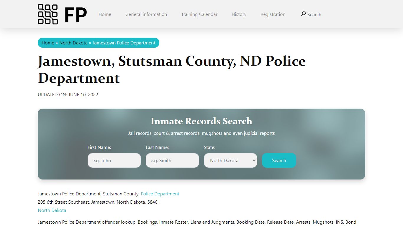 Jamestown, ND Police - City Jail Inmates, Arrests